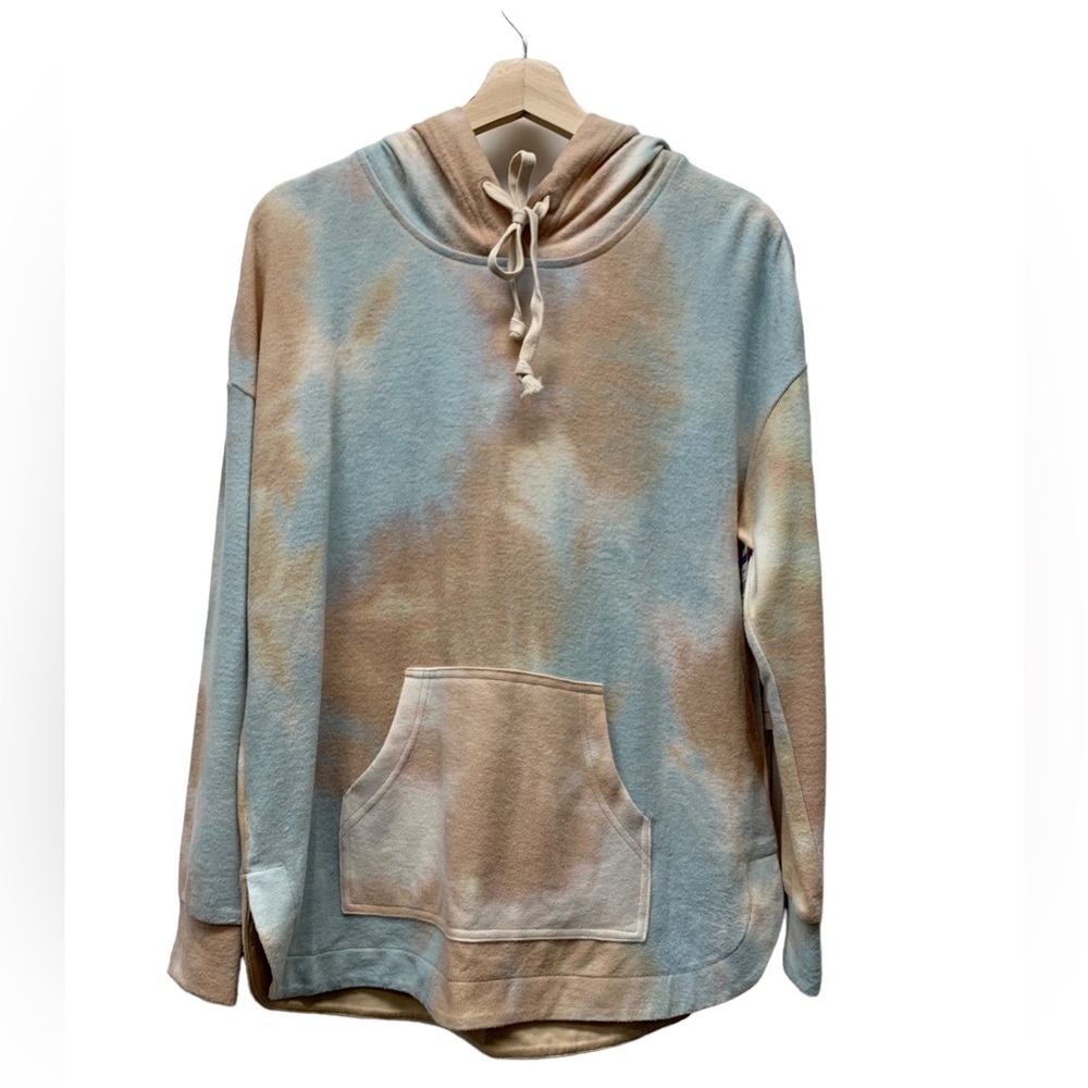 New! Melloday tie dye kangaroo pocket hoodie, beige blue orange, size women’s XS